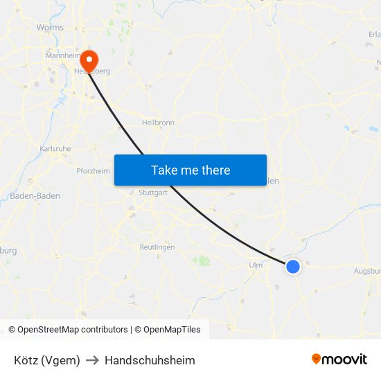 Kötz (Vgem) to Handschuhsheim map