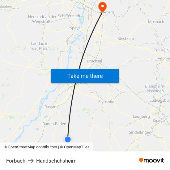 Forbach to Handschuhsheim map