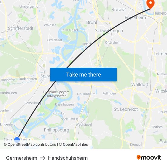 Germersheim to Handschuhsheim map