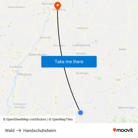 Wald to Handschuhsheim map