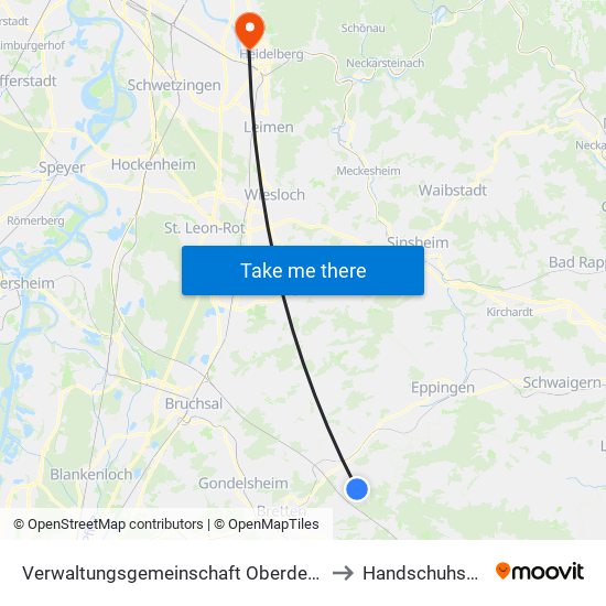 Verwaltungsgemeinschaft Oberderdingen to Handschuhsheim map