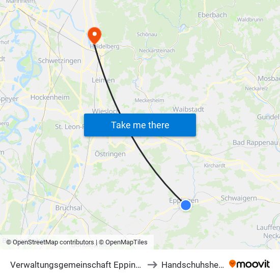 Verwaltungsgemeinschaft Eppingen to Handschuhsheim map