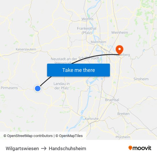 Wilgartswiesen to Handschuhsheim map