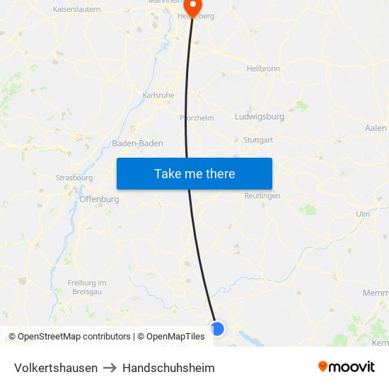 Volkertshausen to Handschuhsheim map