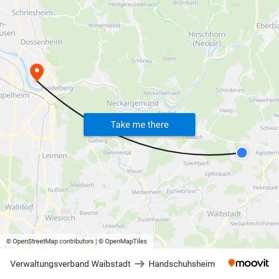 Verwaltungsverband Waibstadt to Handschuhsheim map