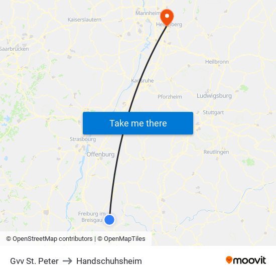 Gvv St. Peter to Handschuhsheim map