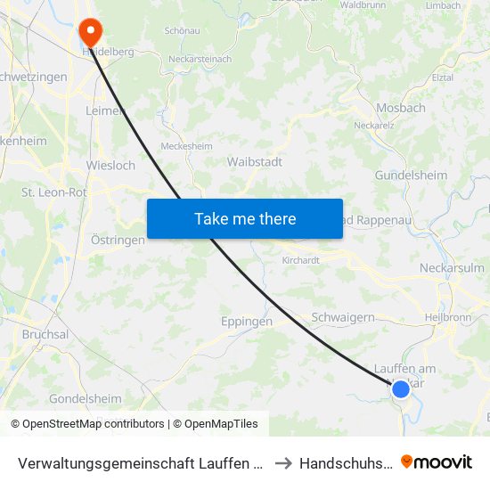 Verwaltungsgemeinschaft Lauffen am Neckar to Handschuhsheim map