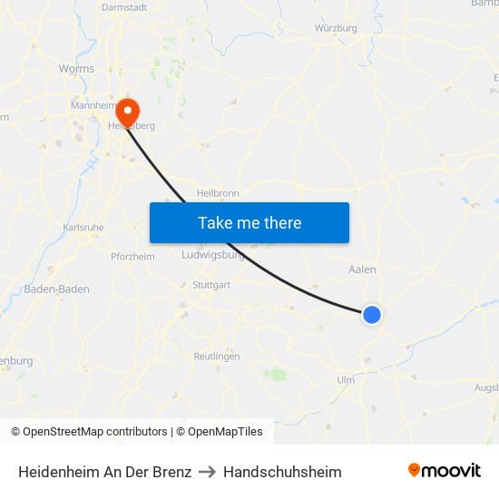 Heidenheim An Der Brenz to Handschuhsheim map