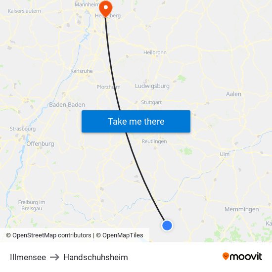 Illmensee to Handschuhsheim map