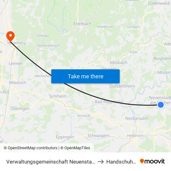 Verwaltungsgemeinschaft Neuenstadt am Kocher to Handschuhsheim map