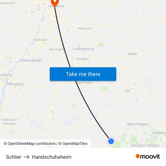 Schlier to Handschuhsheim map