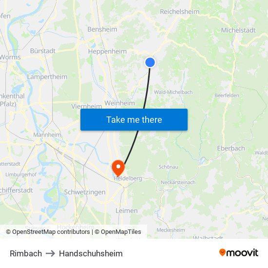 Rimbach to Handschuhsheim map