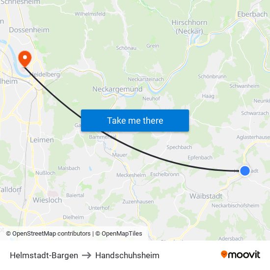 Helmstadt-Bargen to Handschuhsheim map