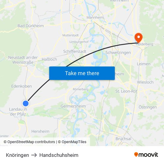 Knöringen to Handschuhsheim map