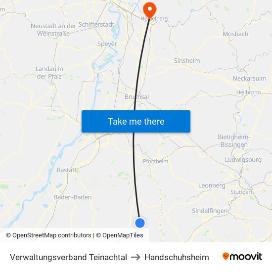 Verwaltungsverband Teinachtal to Handschuhsheim map