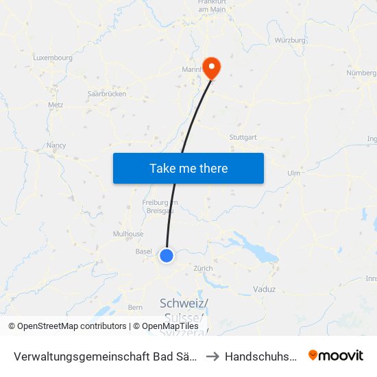 Verwaltungsgemeinschaft Bad Säckingen to Handschuhsheim map