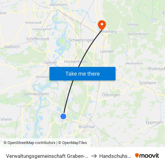 Verwaltungsgemeinschaft Graben-Neudorf to Handschuhsheim map