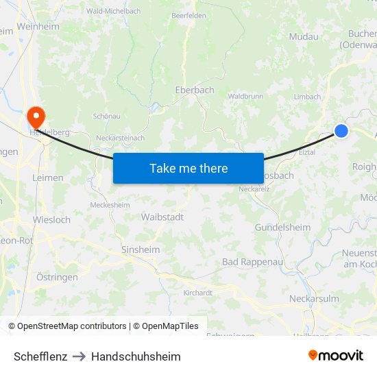 Schefflenz to Handschuhsheim map