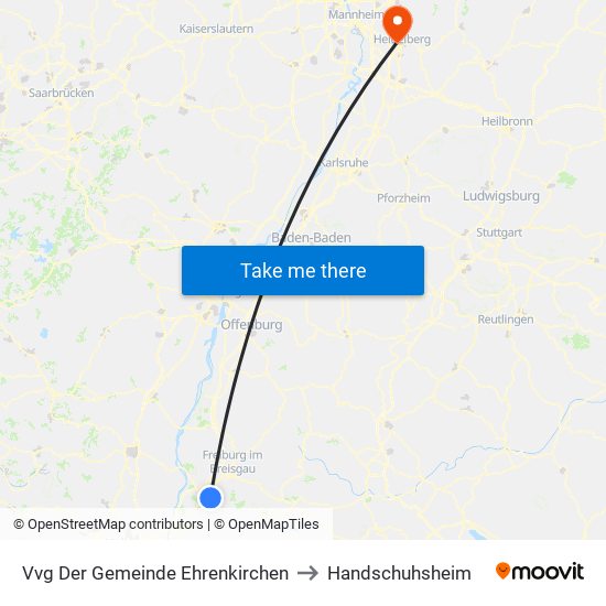 Vvg Der Gemeinde Ehrenkirchen to Handschuhsheim map