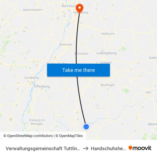Verwaltungsgemeinschaft Tuttlingen to Handschuhsheim map