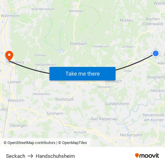 Seckach to Handschuhsheim map