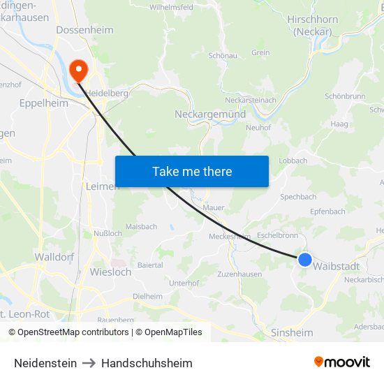 Neidenstein to Handschuhsheim map