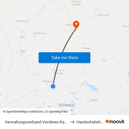 Verwaltungsverband Vorderes Kandertal to Handschuhsheim map