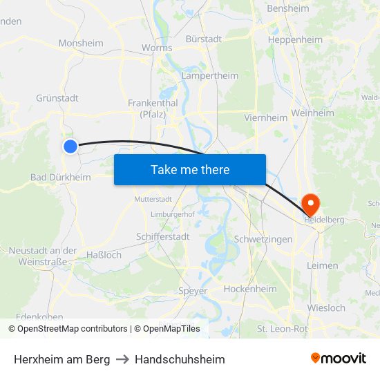 Herxheim am Berg to Handschuhsheim map