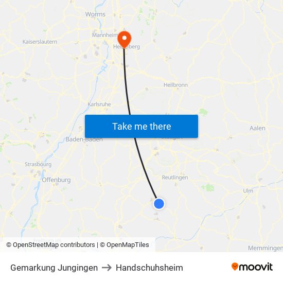 Gemarkung Jungingen to Handschuhsheim map
