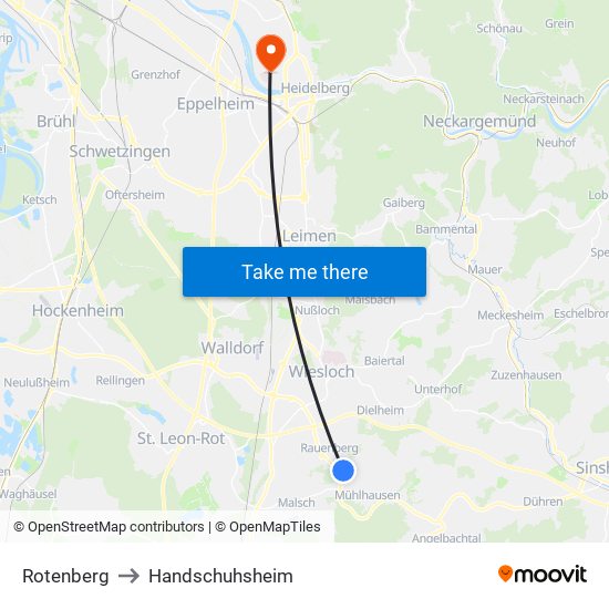 Rotenberg to Handschuhsheim map