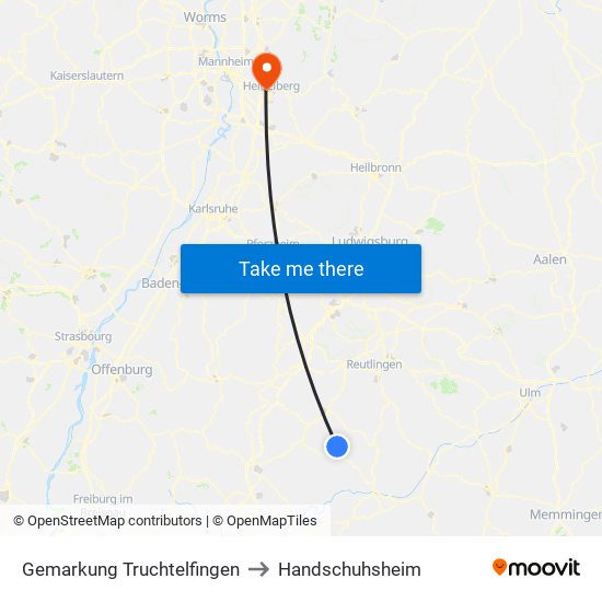 Gemarkung Truchtelfingen to Handschuhsheim map