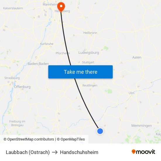 Laubbach (Ostrach) to Handschuhsheim map