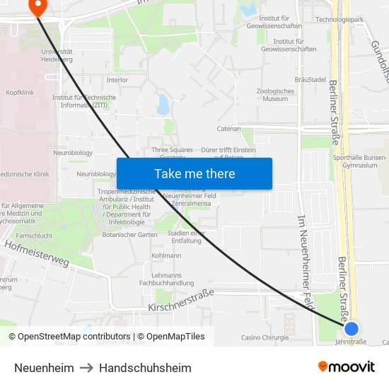 Neuenheim to Handschuhsheim map