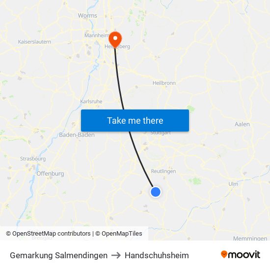 Gemarkung Salmendingen to Handschuhsheim map
