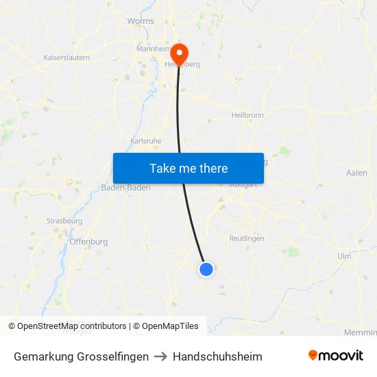 Gemarkung Grosselfingen to Handschuhsheim map
