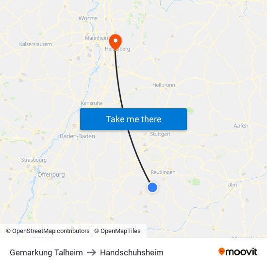 Gemarkung Talheim to Handschuhsheim map