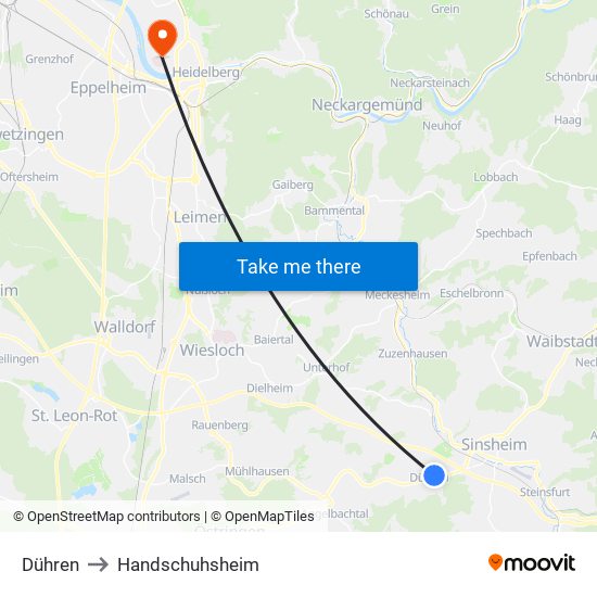 Dühren to Handschuhsheim map