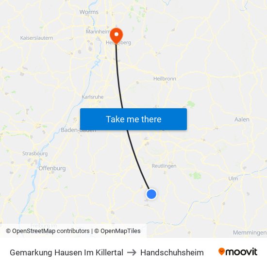 Gemarkung Hausen Im Killertal to Handschuhsheim map