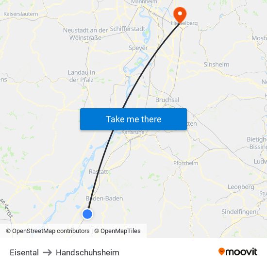 Eisental to Handschuhsheim map