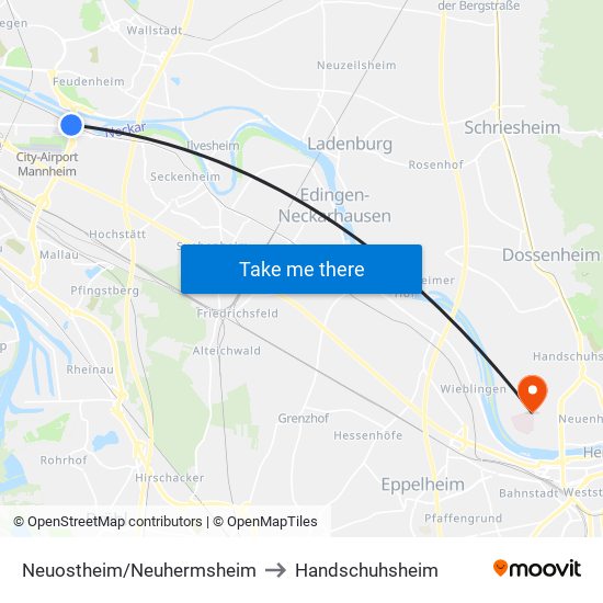 Neuostheim/Neuhermsheim to Handschuhsheim map