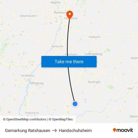 Gemarkung Ratshausen to Handschuhsheim map