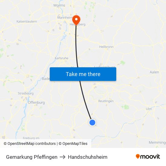 Gemarkung Pfeffingen to Handschuhsheim map