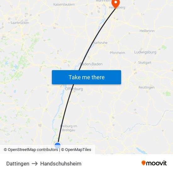 Dattingen to Handschuhsheim map
