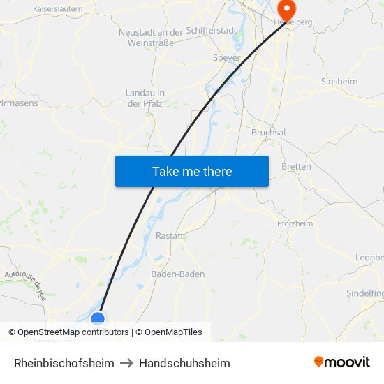 Rheinbischofsheim to Handschuhsheim map