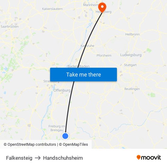 Falkensteig to Handschuhsheim map