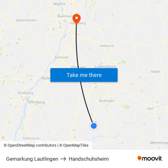 Gemarkung Lautlingen to Handschuhsheim map