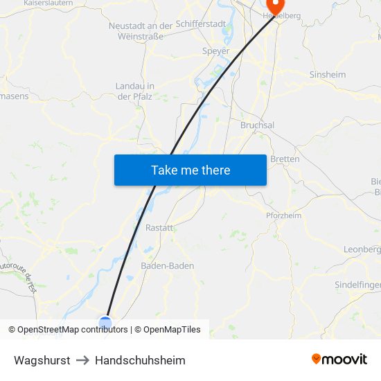 Wagshurst to Handschuhsheim map