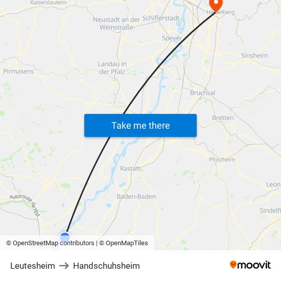 Leutesheim to Handschuhsheim map