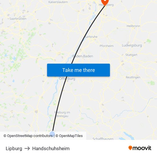 Lipburg to Handschuhsheim map