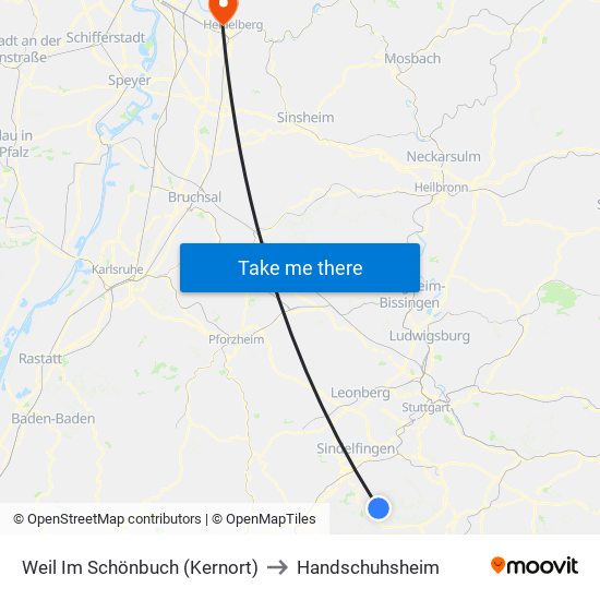 Weil Im Schönbuch (Kernort) to Handschuhsheim map